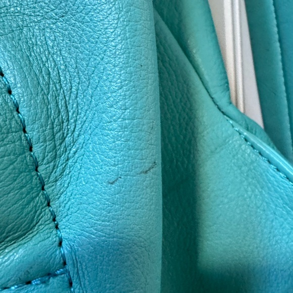 John Fluevog Rhiannon Traditional Backpack in Turquoise Leather 14” by 11” by 8” - Picture 14 of 15